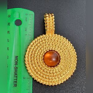 Avon Goldtone Pendant with Faux Amber Center
